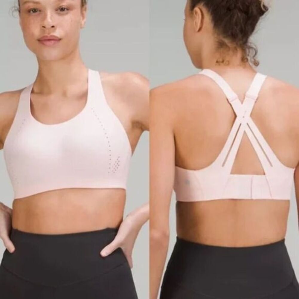 Lululemon Air Support Strawberry Milkshake  Pink High Impact Sports Bra‎ 36C
